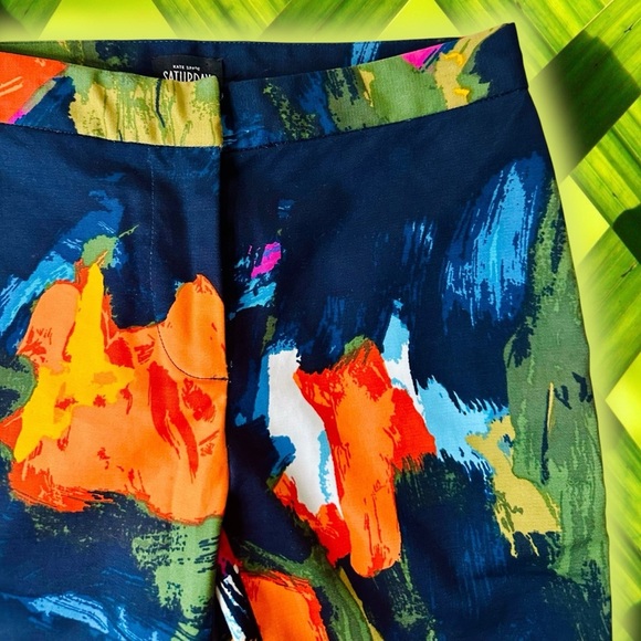 Kate Spade Saturday ‘Slim Fit Zip Pant’ in Navy Blue ‘Aurora’ Abstract Size 2 - Picture 6 of 14